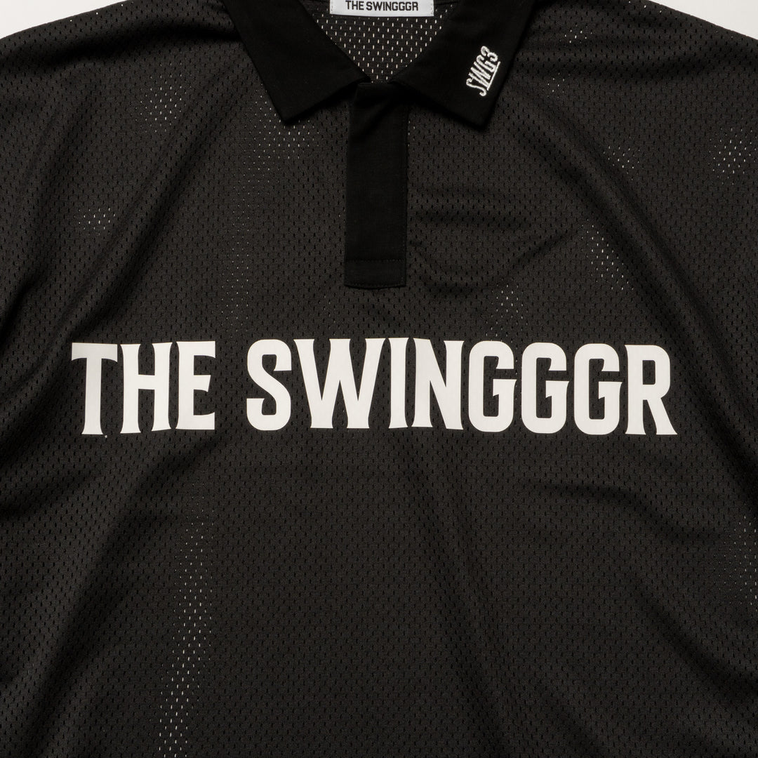 MESH POLO SHIRT, BLACK