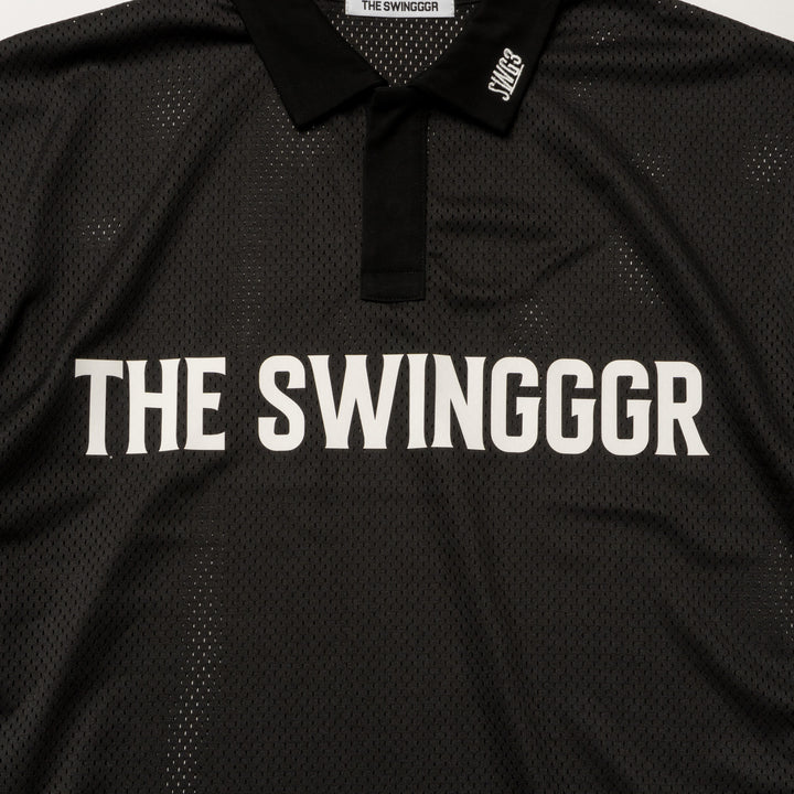 MESH POLO SHIRT, BLACK
