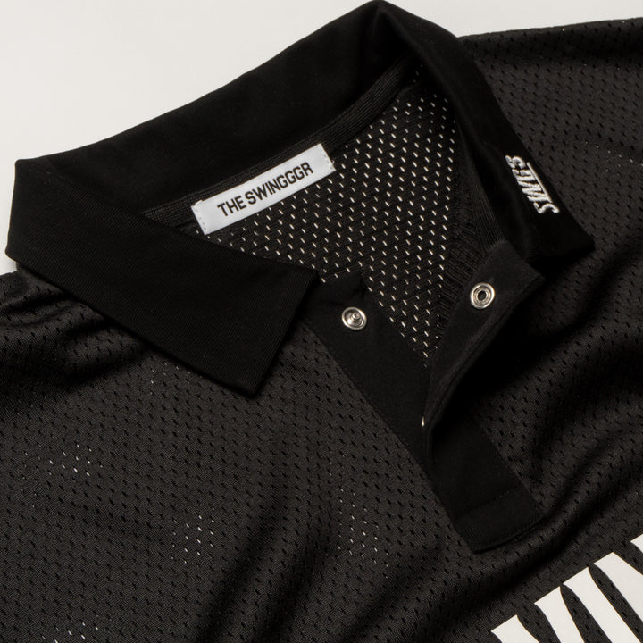MESH POLO SHIRT, BLACK