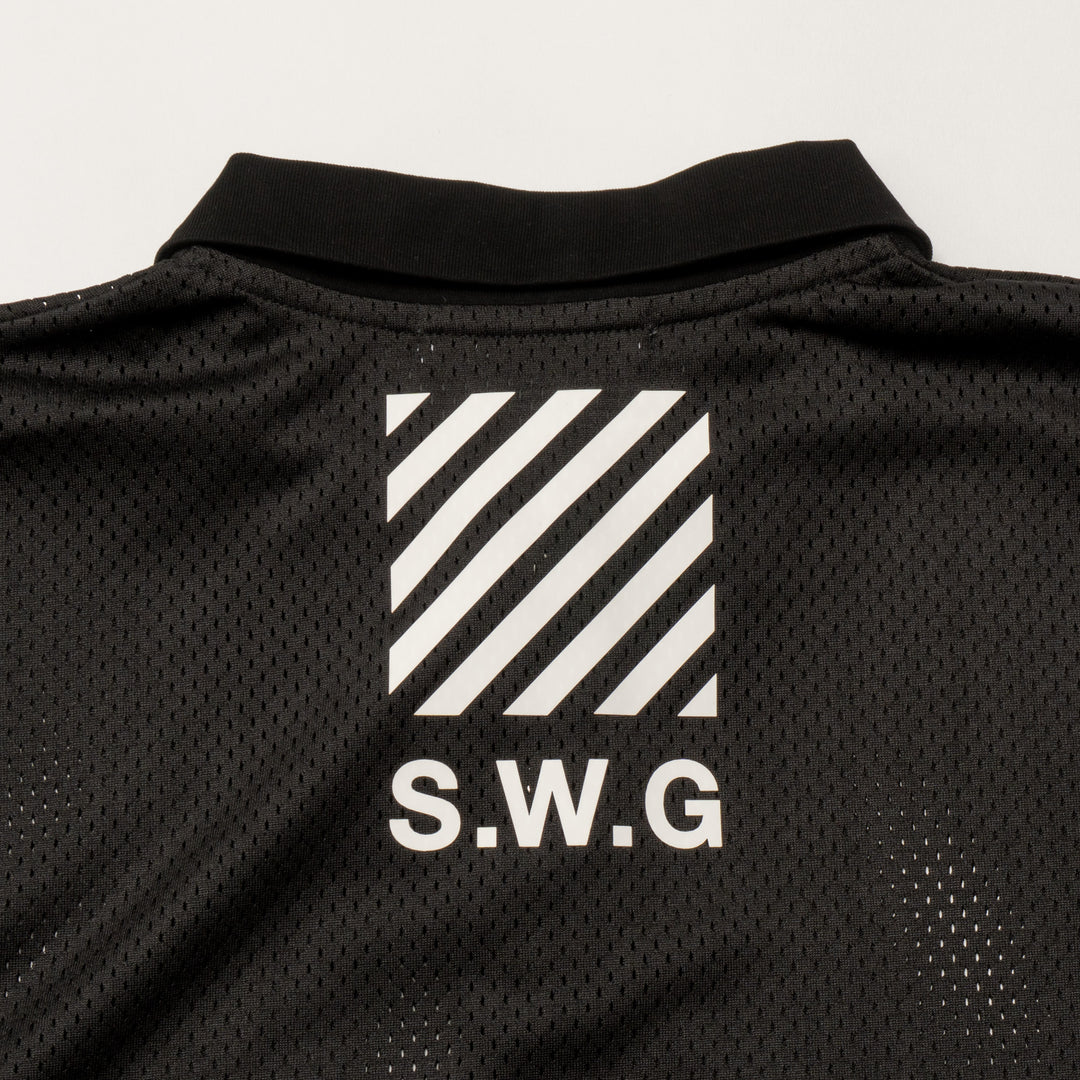 MESH POLO SHIRT, BLACK