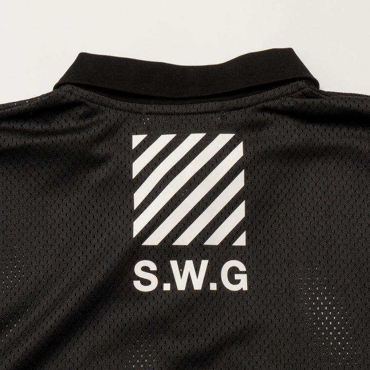 MESH POLO SHIRT, BLACK