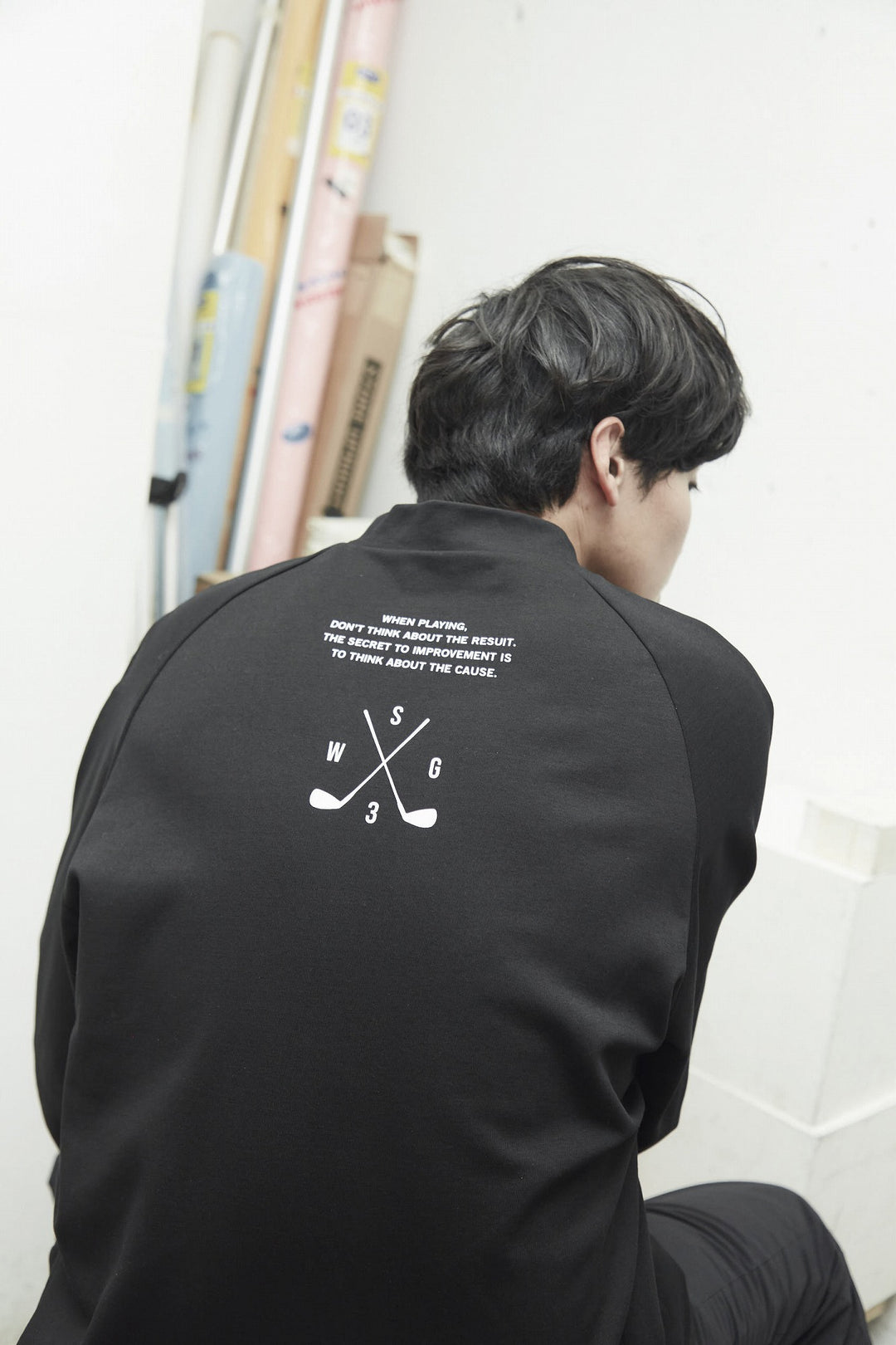 H&H MOCKNECK L/TEE, BLACK