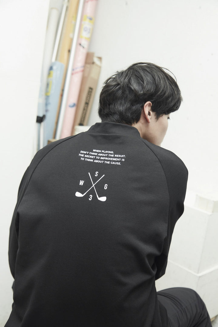 H&H MOCKNECK L/TEE, BLACK