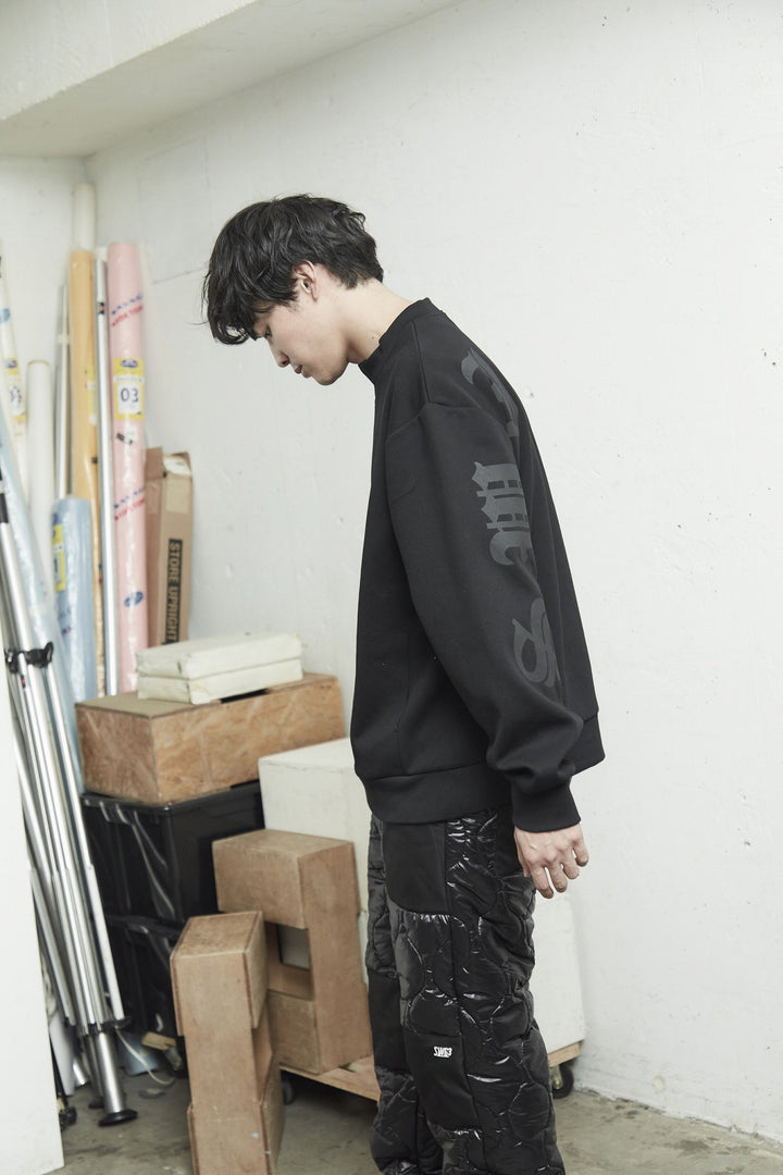 HALF ZIP SWEAT PO, BLACK