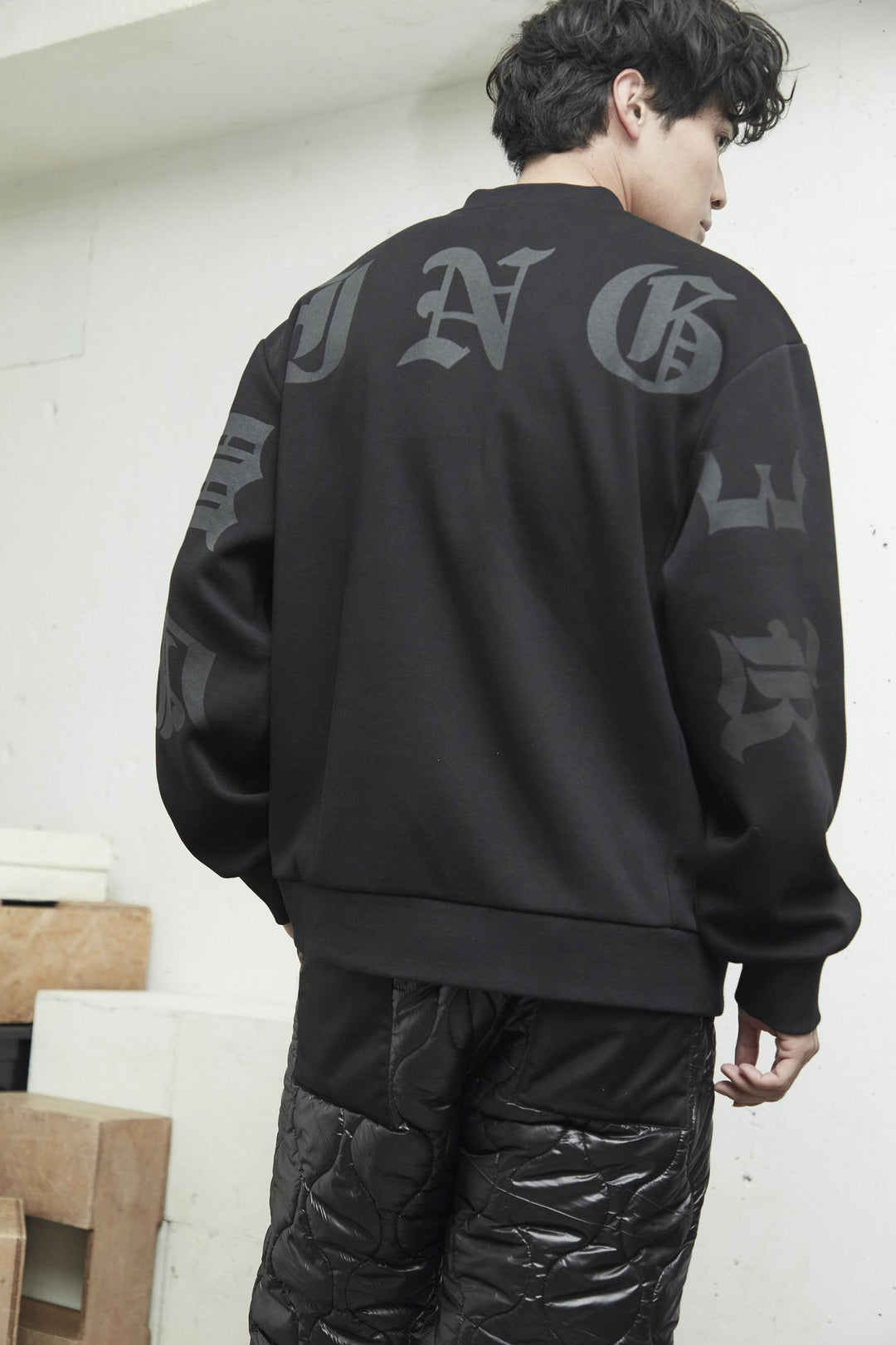 HALF ZIP SWEAT PO, BLACK