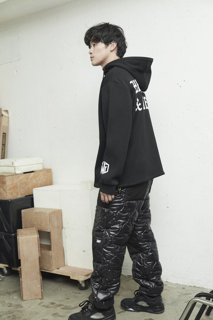 HI NECK HOODIE, BLACK
