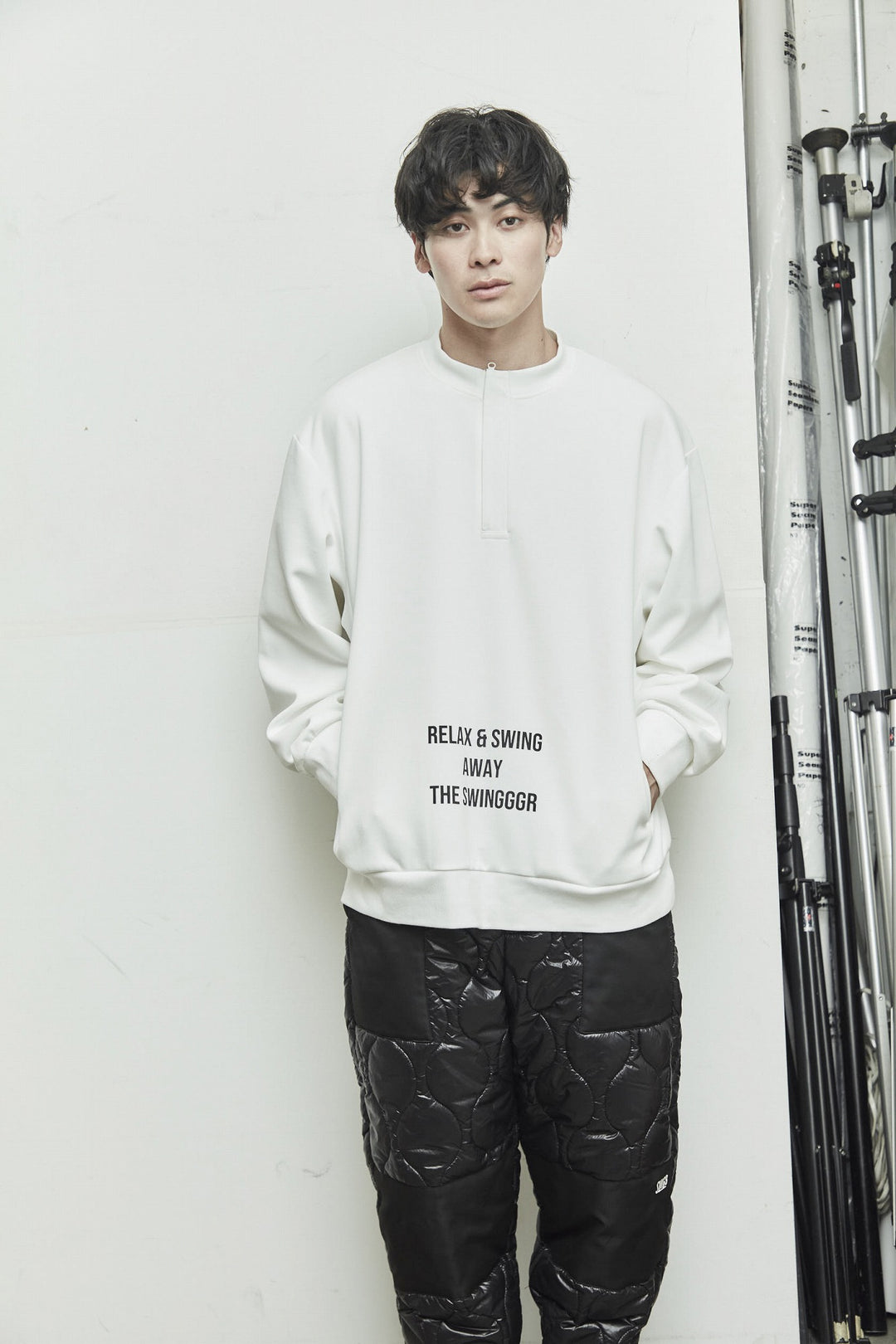 HALF ZIP SWEAT PO, WHITE