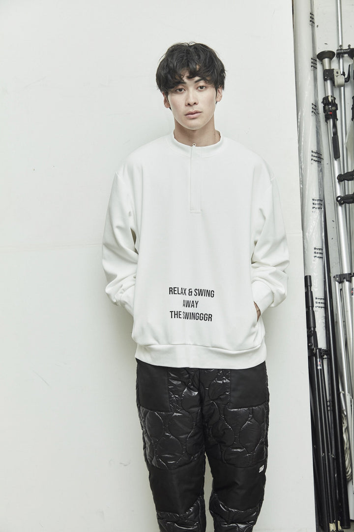 HALF ZIP SWEAT PO, WHITE