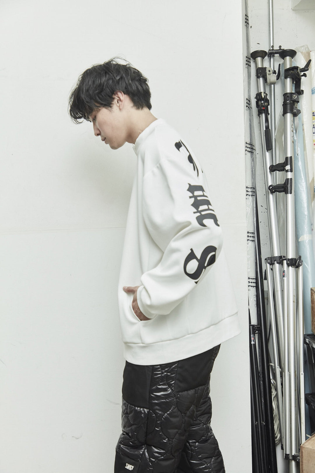 HALF ZIP SWEAT PO, WHITE
