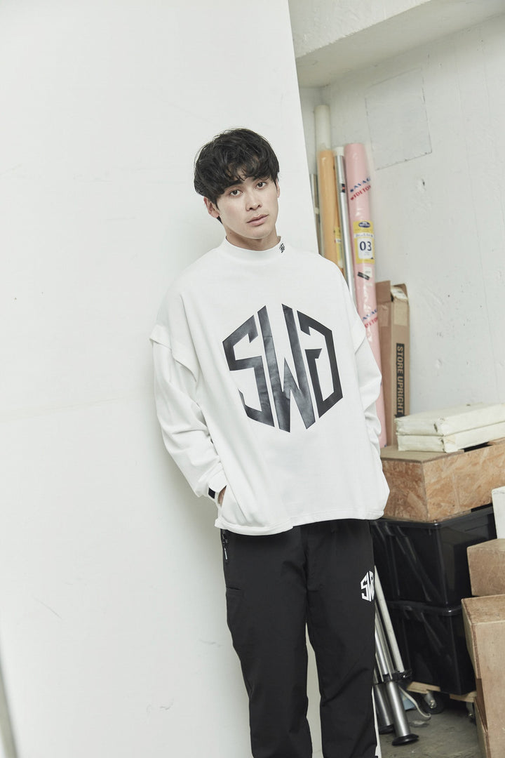 SWG PUNCH MOCKNECK L/TEE, WHITE