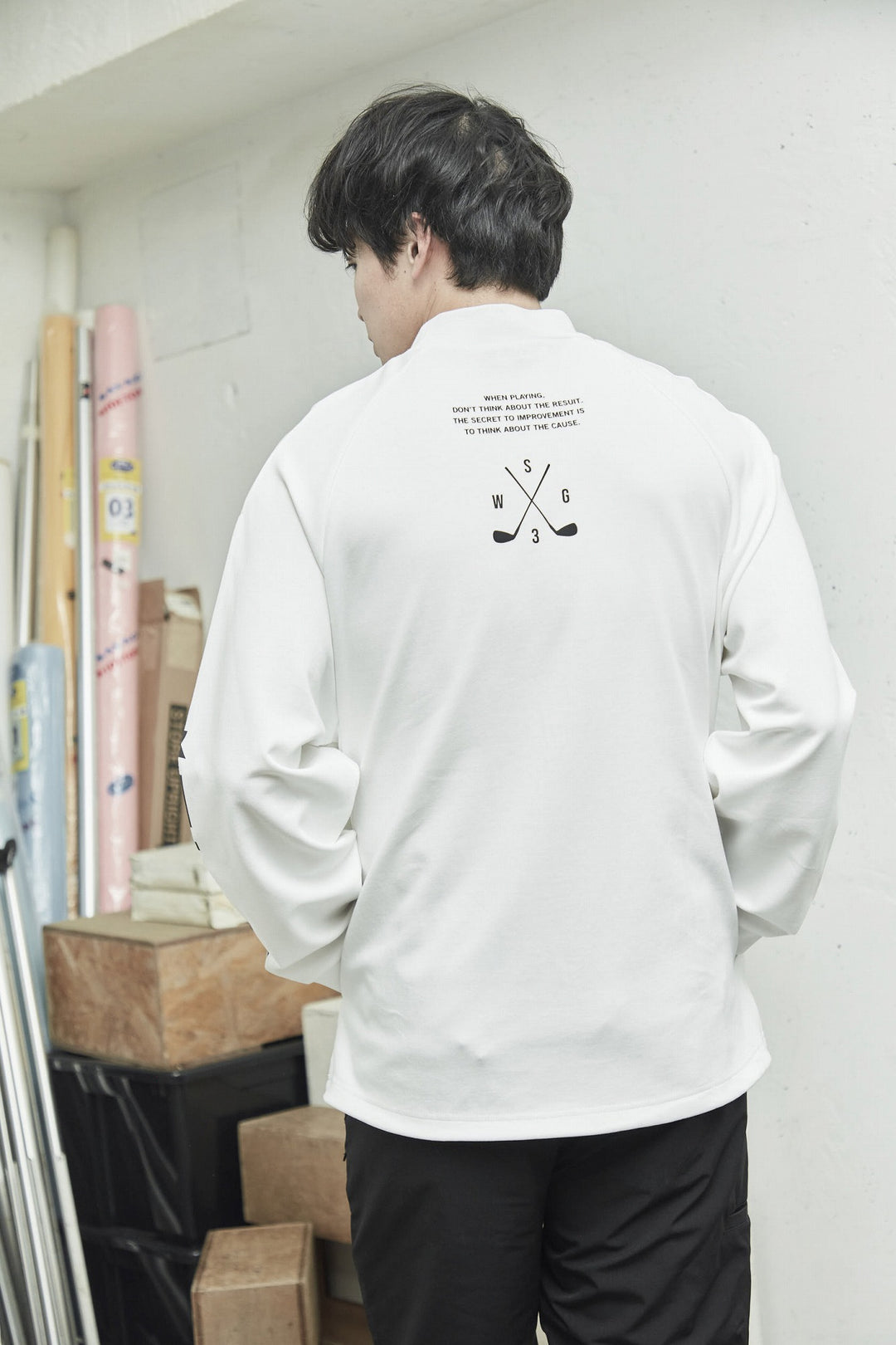 H&H MOCKNECK L/TEE, WHITE