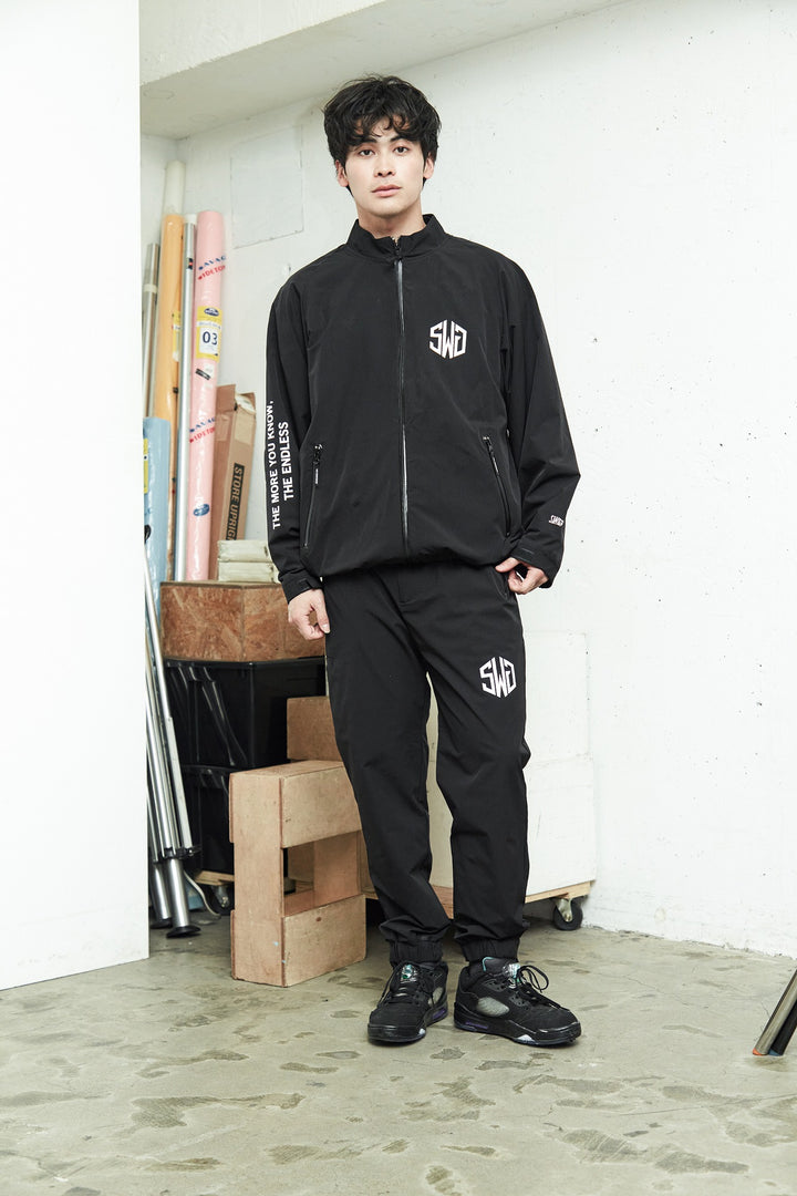 STRETCH NYLON JK, BLACK