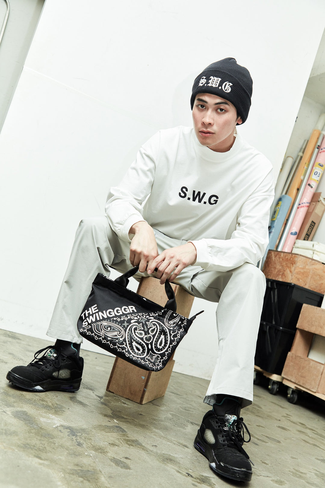 PAISLEY MINI TOTE, BLACK