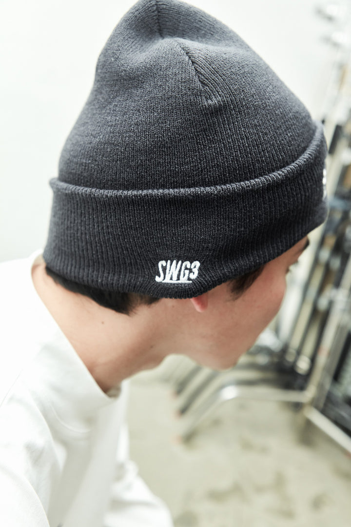 ONE POINT KNIT CAP, BLACK