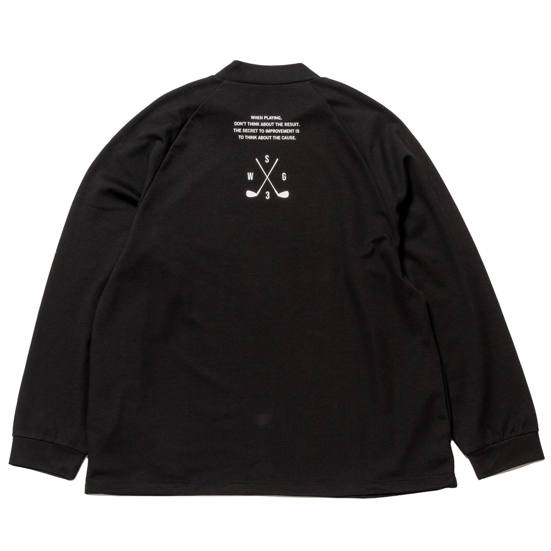 H&H MOCKNECK L/TEE, BLACK