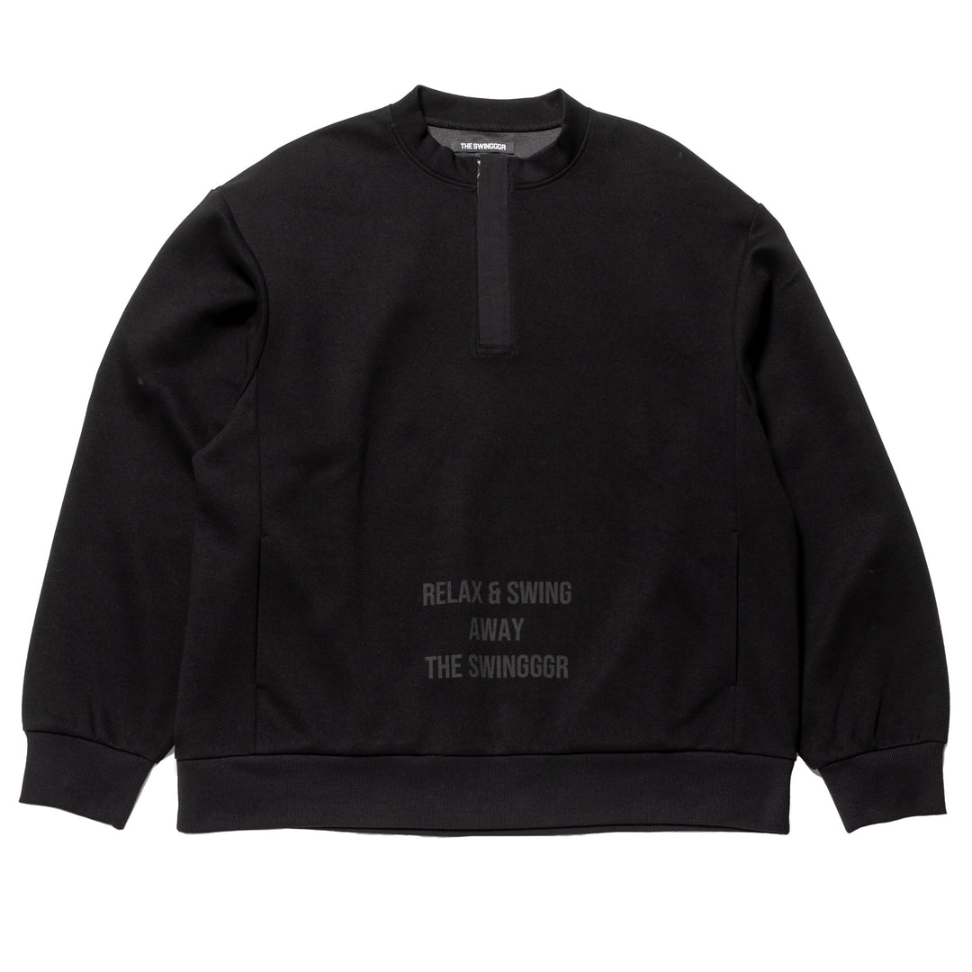 HALF ZIP SWEAT PO, BLACK