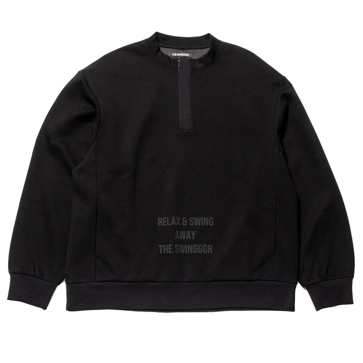 HALF ZIP SWEAT PO, BLACK