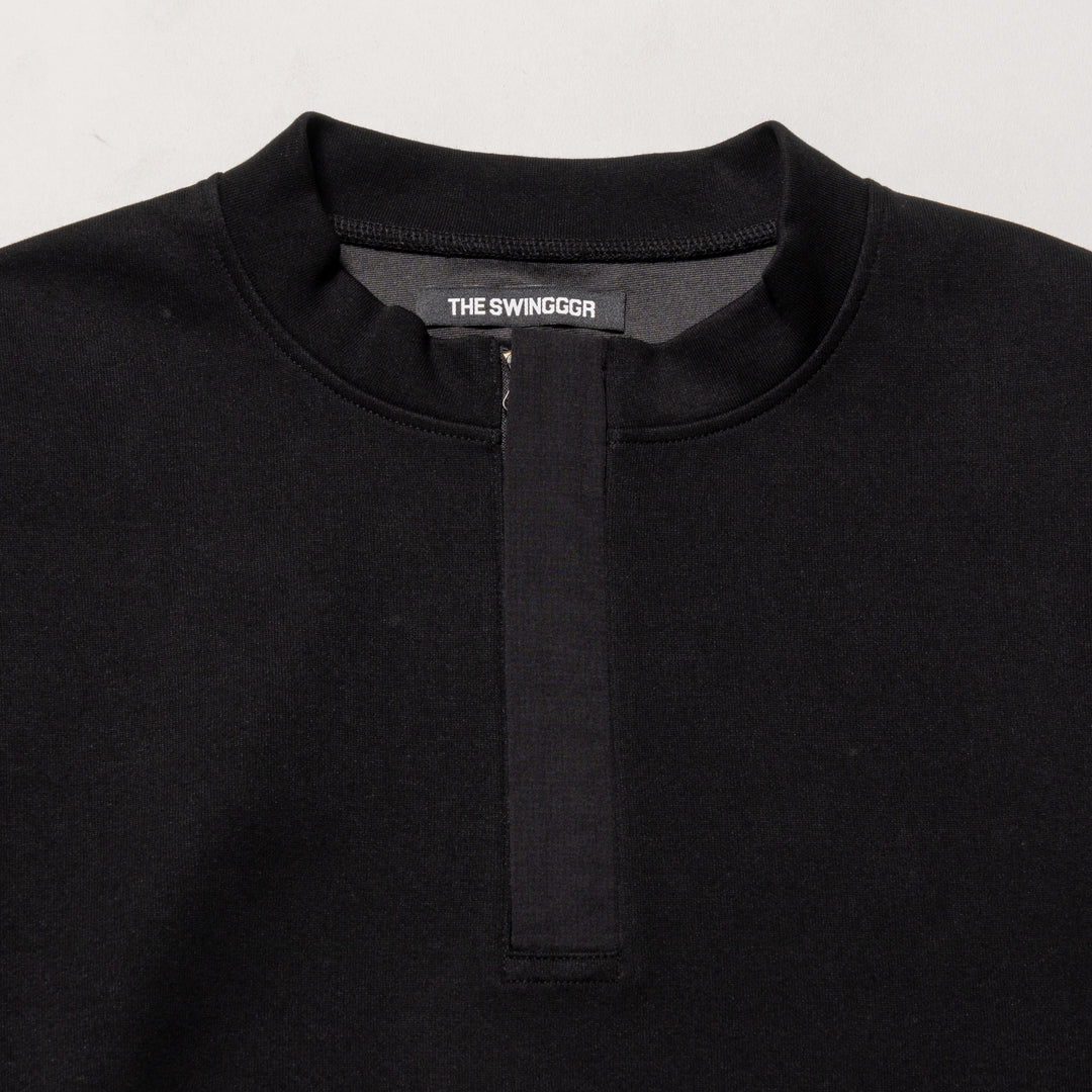 HALF ZIP SWEAT PO, BLACK