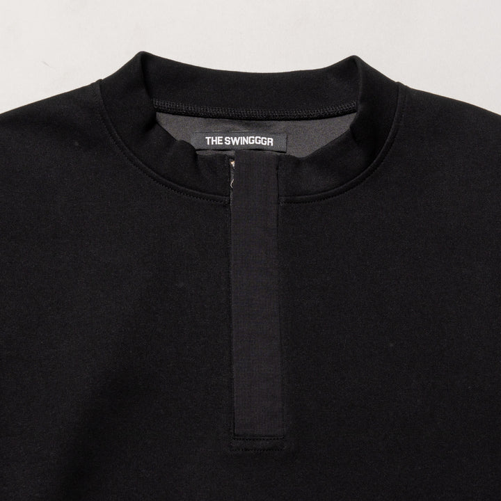 HALF ZIP SWEAT PO, BLACK