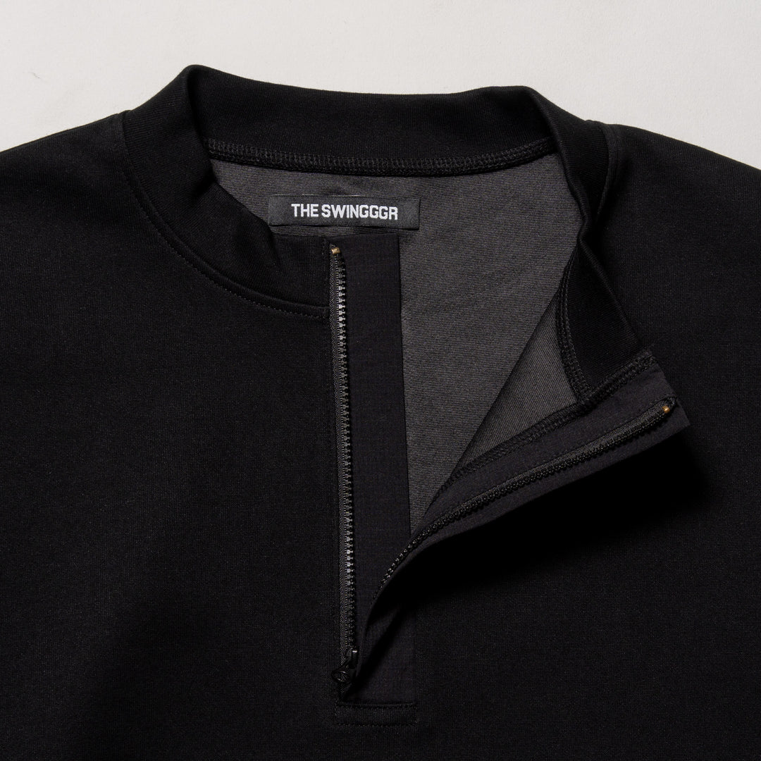 HALF ZIP SWEAT PO, BLACK