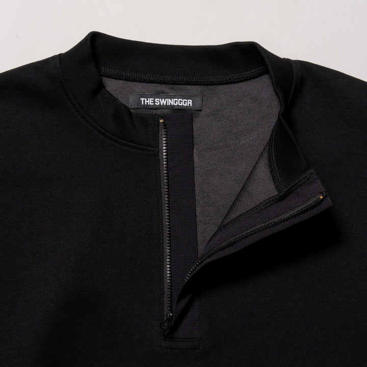 HALF ZIP SWEAT PO, BLACK