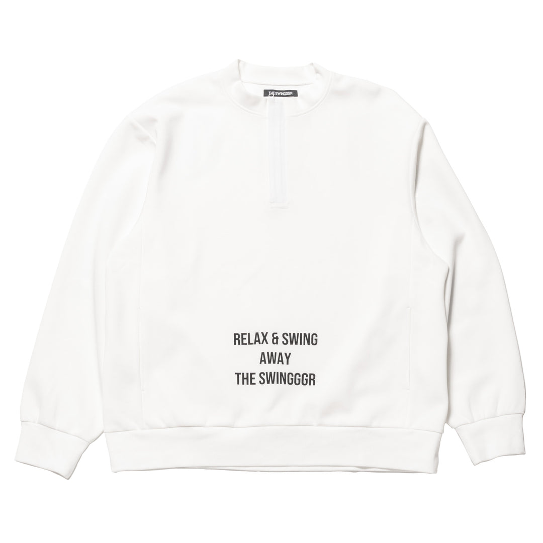 HALF ZIP SWEAT PO, WHITE