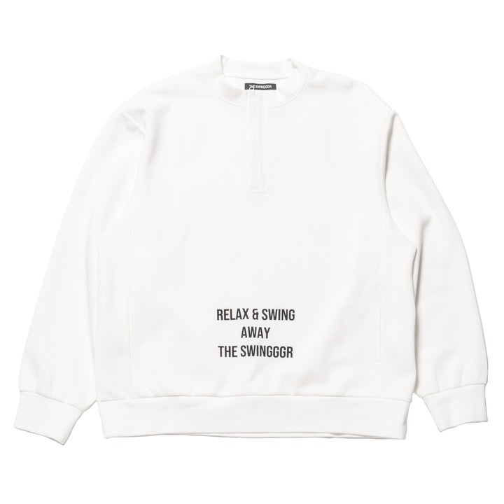 HALF ZIP SWEAT PO, WHITE