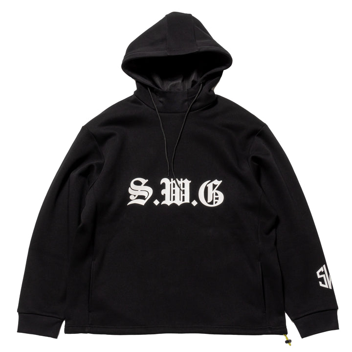 HI NECK HOODIE, BLACK