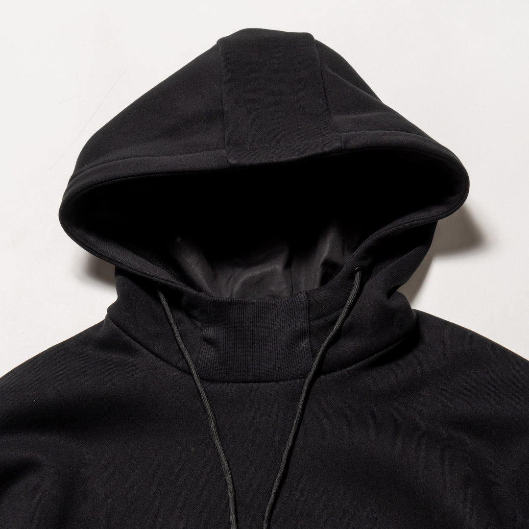 HI NECK HOODIE, BLACK