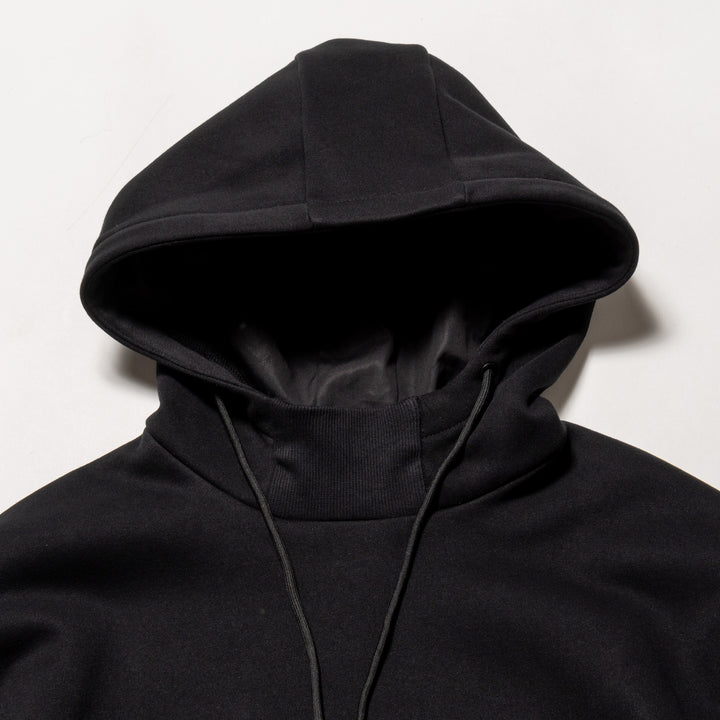 HI NECK HOODIE, BLACK