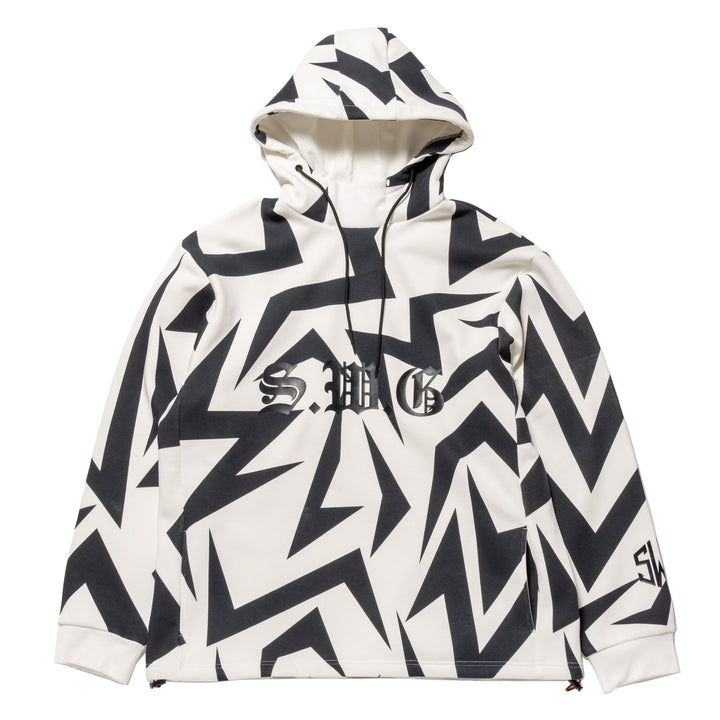HI NECK HOODIE, WHITE&BLACK