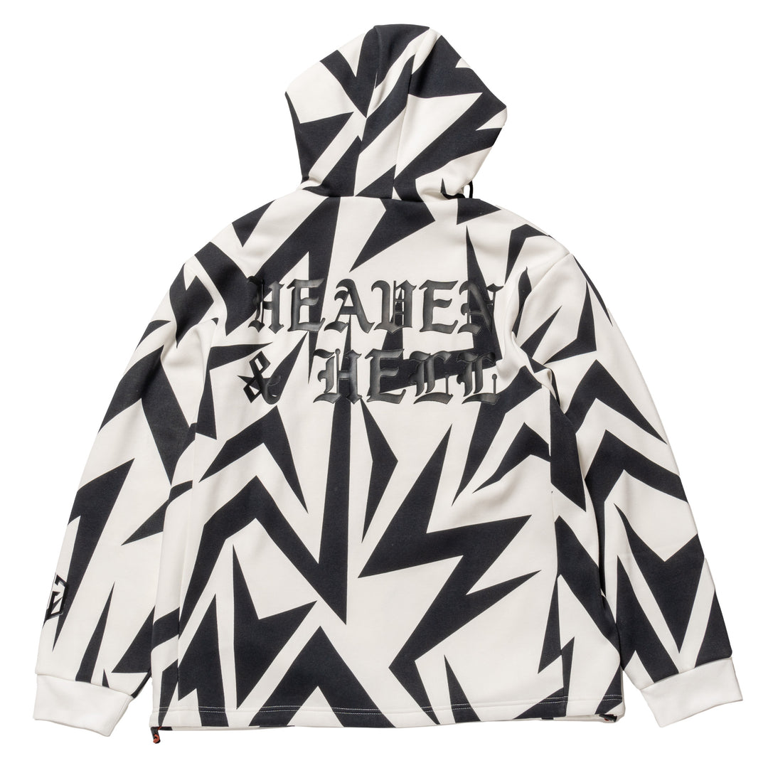 HI NECK HOODIE, WHITE&BLACK