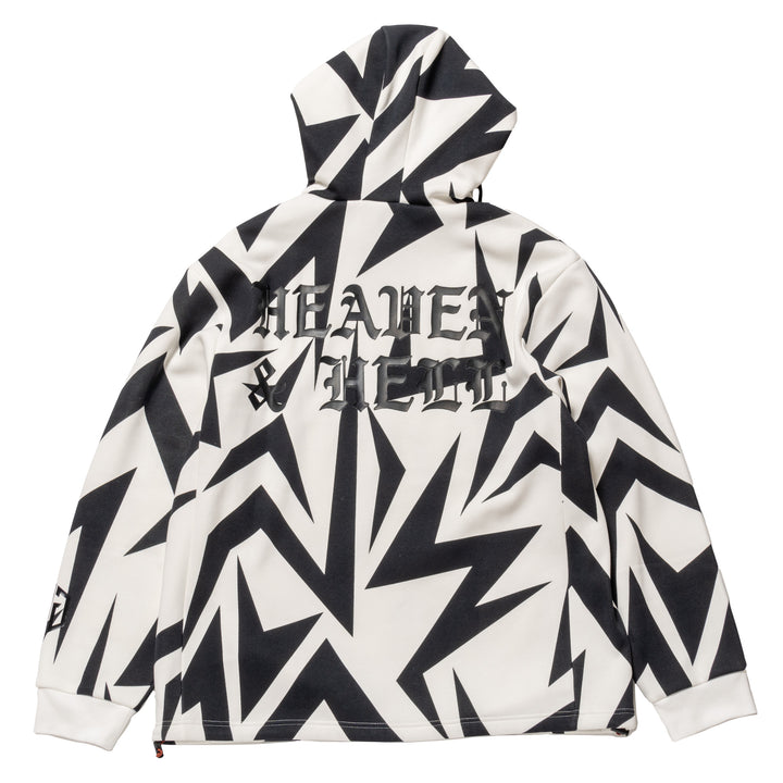HI NECK HOODIE, WHITE&BLACK