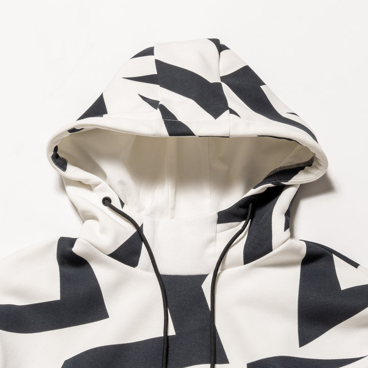 HI NECK HOODIE, WHITE&BLACK