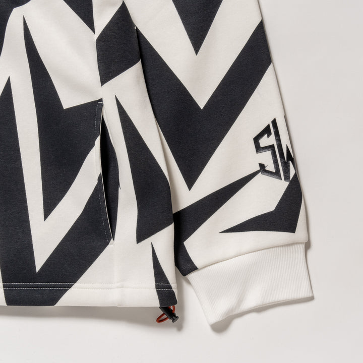 HI NECK HOODIE, WHITE&BLACK