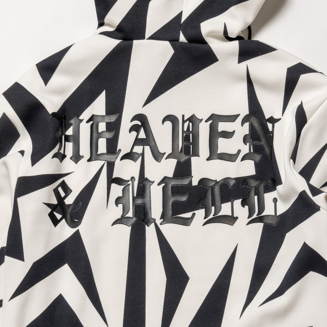 HI NECK HOODIE, WHITE&BLACK