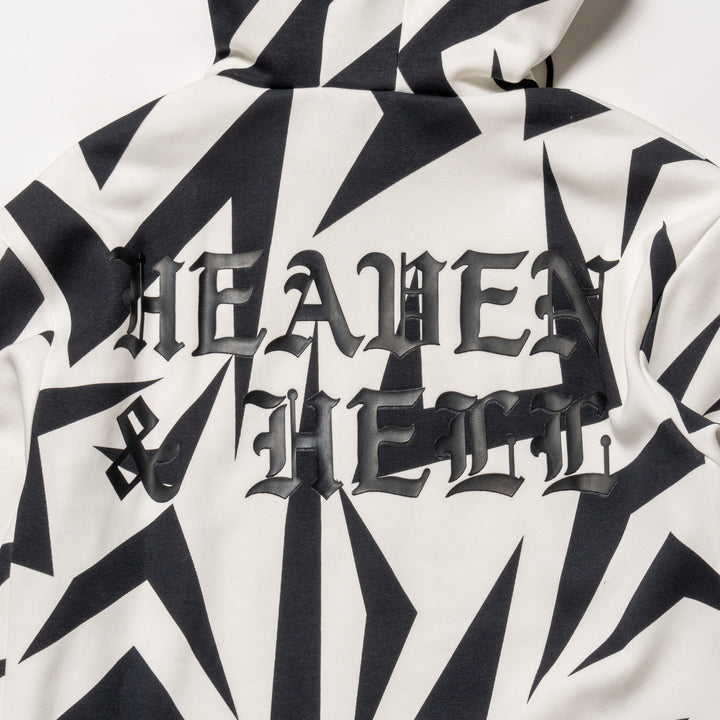 HI NECK HOODIE, WHITE&BLACK