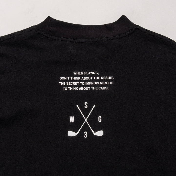 HI NECK LONG TEE, BLACK