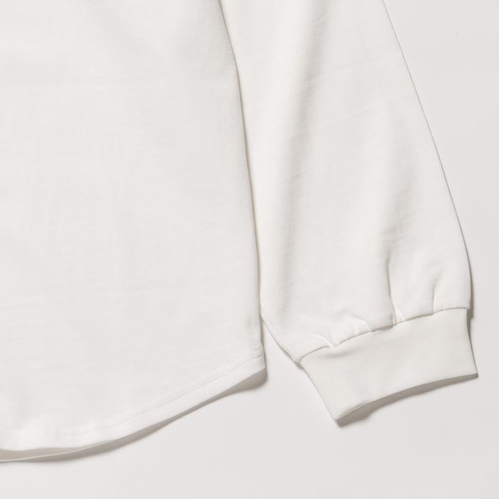 HI NECK LONG TEE, WHITE