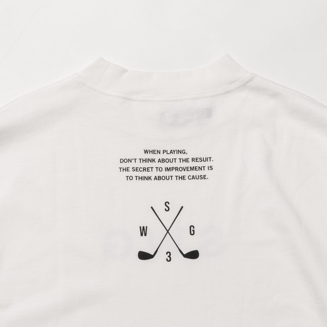 HI NECK LONG TEE, WHITE