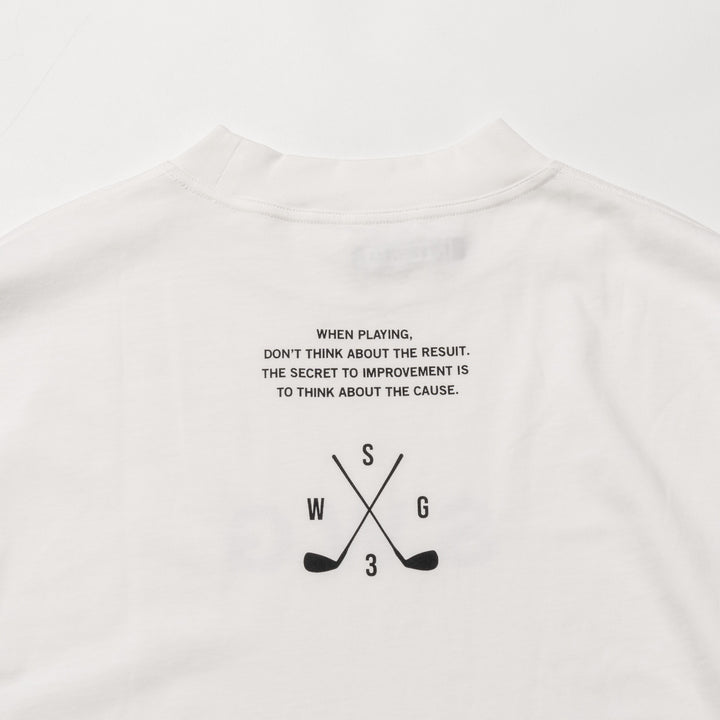 HI NECK LONG TEE, WHITE