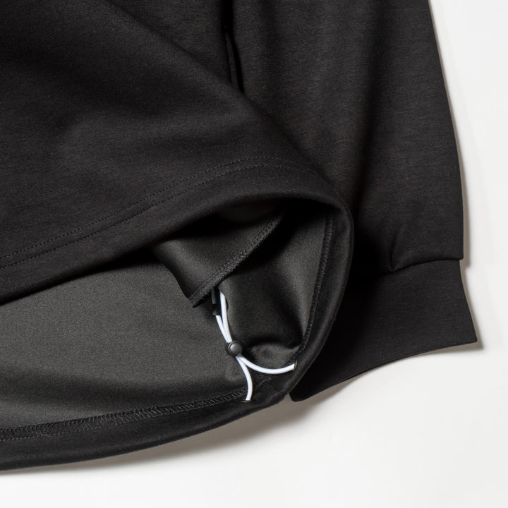DIAGONAL LINE MOCK NECK L/TEE, BLACK