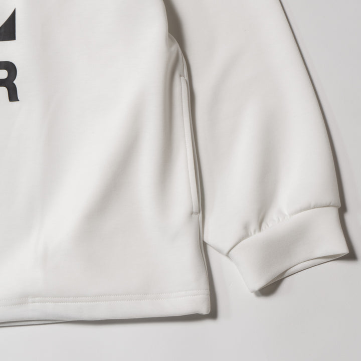 DIAGONAL LINE MOCK NECK L/TEE, WHITE