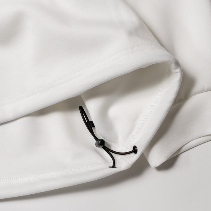 DIAGONAL LINE MOCK NECK L/TEE, WHITE