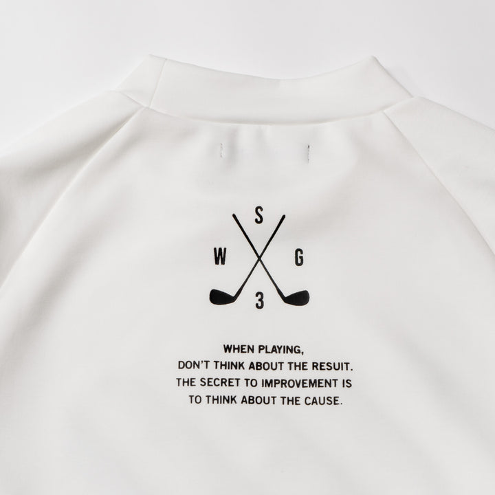 DIAGONAL LINE MOCK NECK L/TEE, WHITE