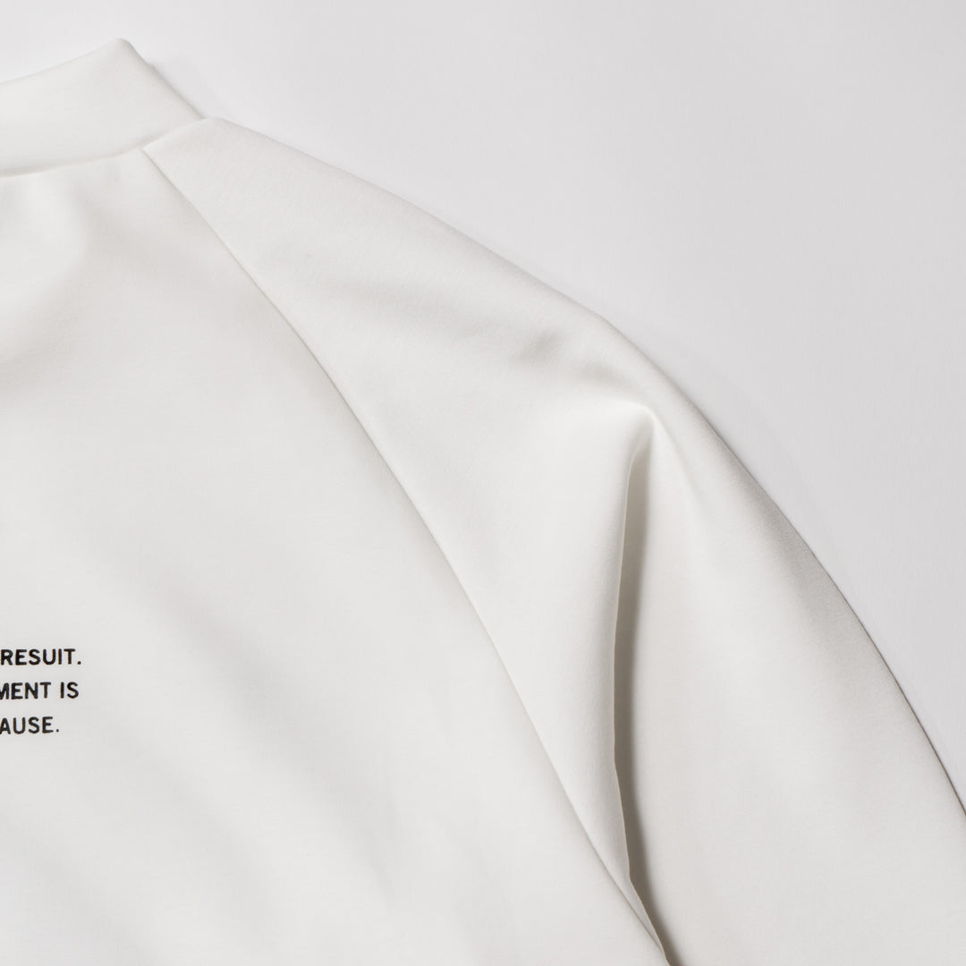 DIAGONAL LINE MOCK NECK L/TEE, WHITE