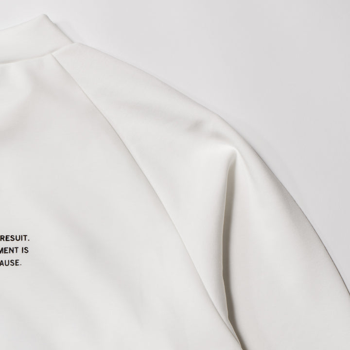 DIAGONAL LINE MOCK NECK L/TEE, WHITE