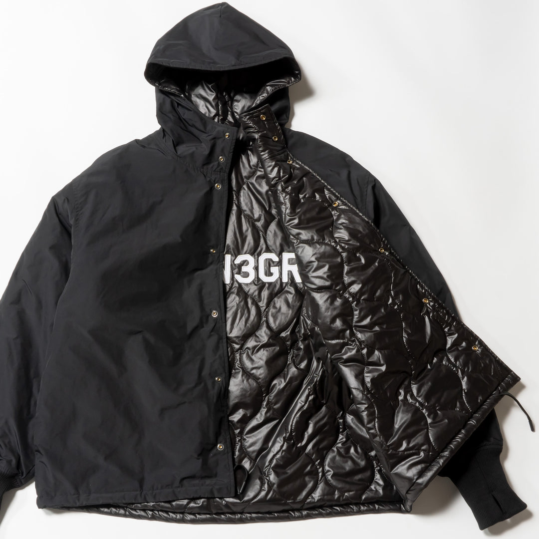 NYLON REVERSIBLE HOOD JACKET, BLACKxBLACK