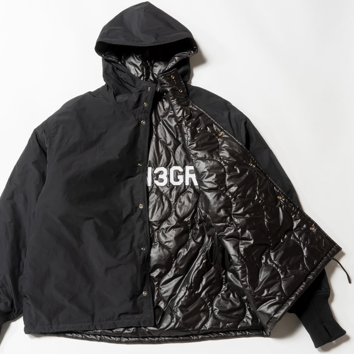 NYLON REVERSIBLE HOOD JACKET, BLACKxBLACK