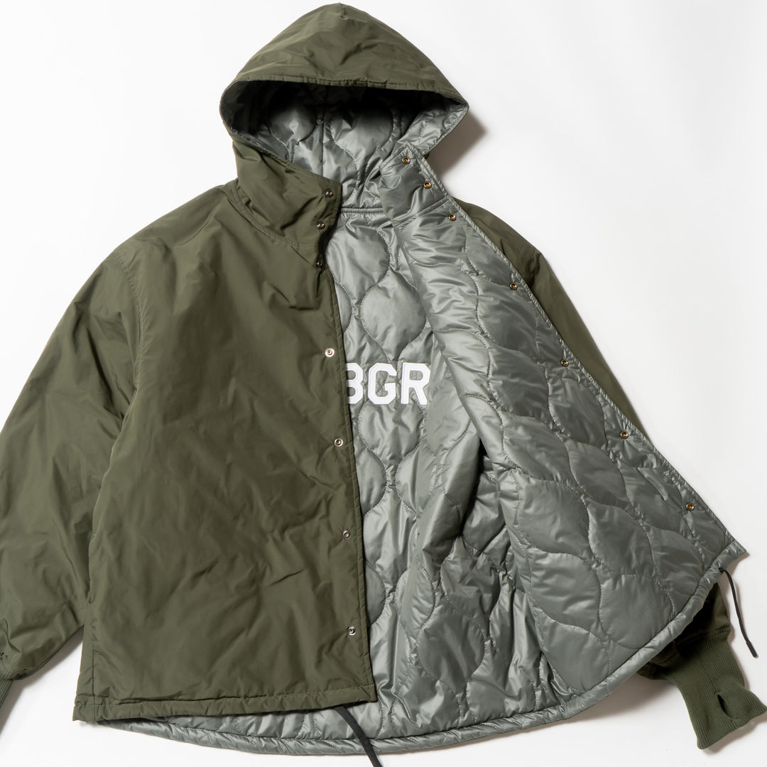 NYLON REVERSIBLE HOOD JACKET, KHAKIxGRAY